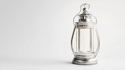 silver lantern on white background. lantern