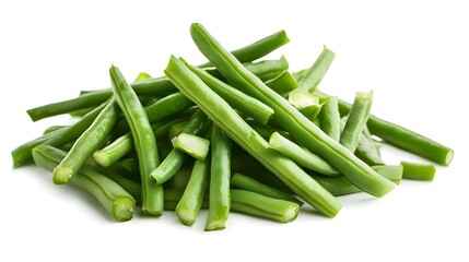 Chopped Green Beans isolated in white background