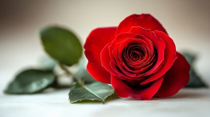 Naklejka premium Single red rose in full bloom isolated on a white background sharp details and vibrant color