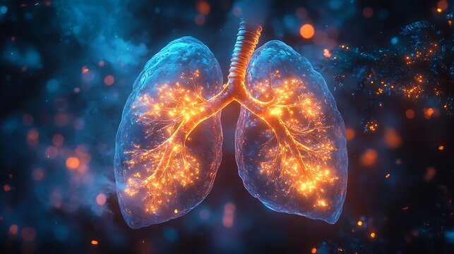 Luminous Human Lungs Glowing Brightly With Inner Light