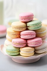 Obraz premium Pastel Macaroons on a Plate 