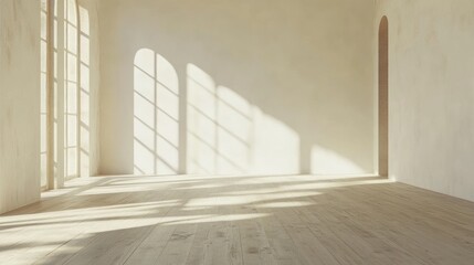 Fototapeta premium Sunlit Minimalist Room Interior Design