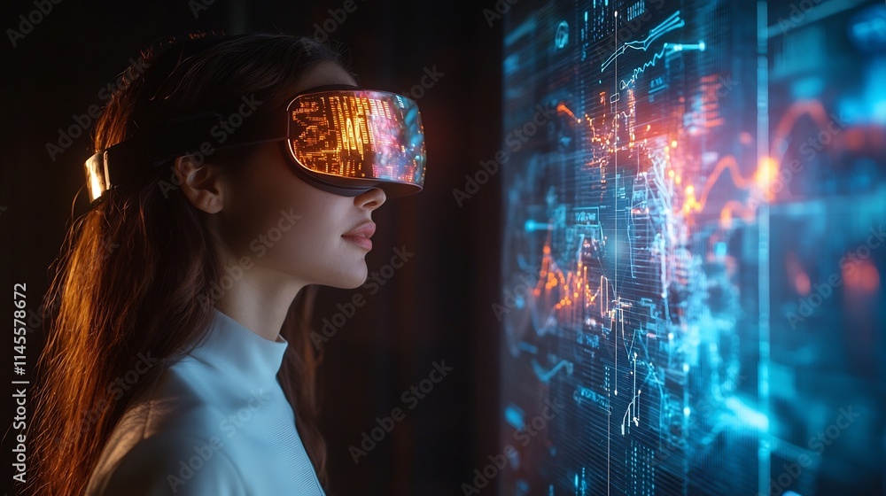 Poster holographic virtual engagement tracker with glowing insights real time participation graphs and vibr