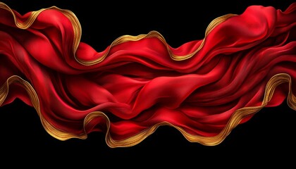 Red fabric with golden trim flows elegantly