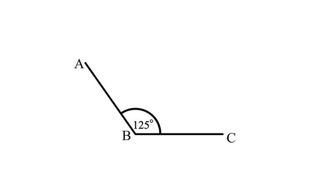 125 degree angle line icon, ninety degree right angle icon. simple angle concept animation.