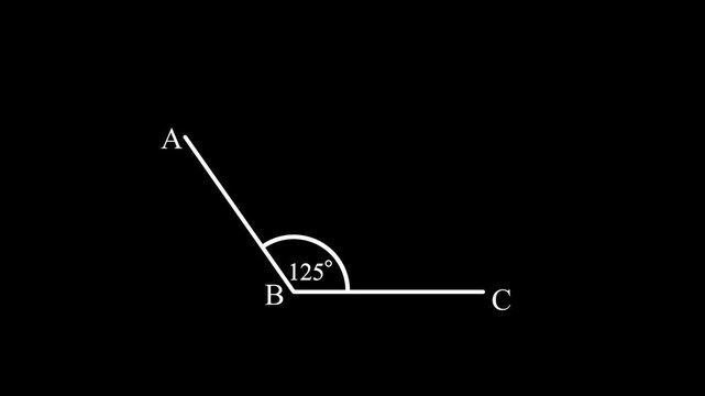 125 degree angle line icon, ninety degree right angle icon. simple angle concept animation.