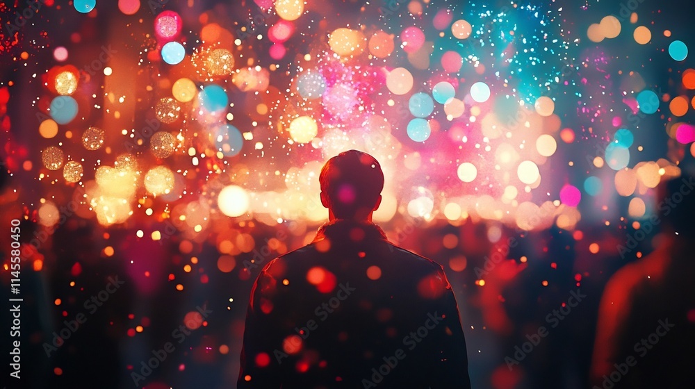 Aufkleber mesmerizing image depicting a lively new year s eve with a vibrant nightscape pulsating neon lights 