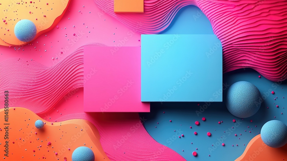 Poster abstract colorful shapes and textured background