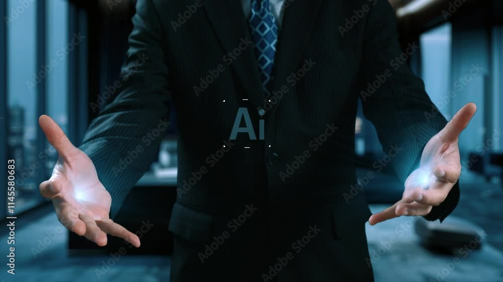 Aufkleber human interact with ai artificial intelligence brain processor in concept of ai artificial intellige
