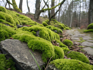 green moss covered rocks. tree, forest, nature, water, moss, landscape, river, wood, garden, stream, rock, waterfall, plant, stone, trees, mountain, spring, path, woods, summer, plants, grass, outdoor