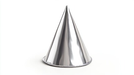 silver birthday hat on white background. birthday hat