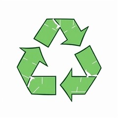 Obraz premium A fragmented abstract recycling symbol in green tones representing sustainability and restoration.