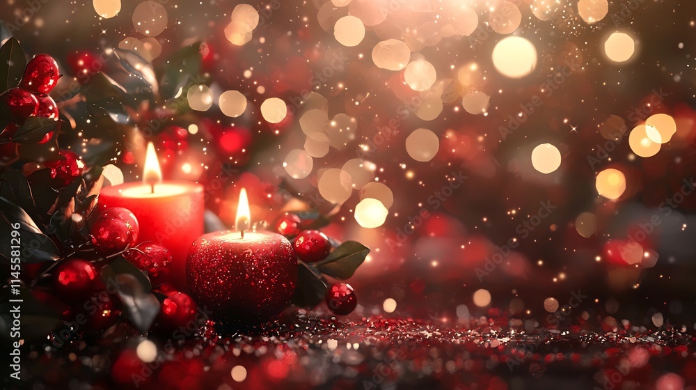 Aufkleber romantic new year s eve background featuring a soft glowing atmosphere with red and gold bokeh spark