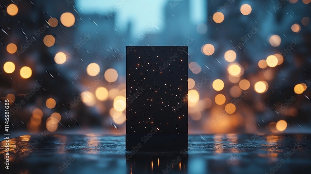 Poster sleek and minimalistic modern new year greeting card design with bokeh lighting effect and blank dar