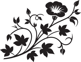 Morning Glory Flower Silhouette Illustration Climbing Vine Vector