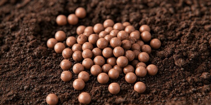 Clay Pebbles on Soil Hydroponics Gardening Agriculture