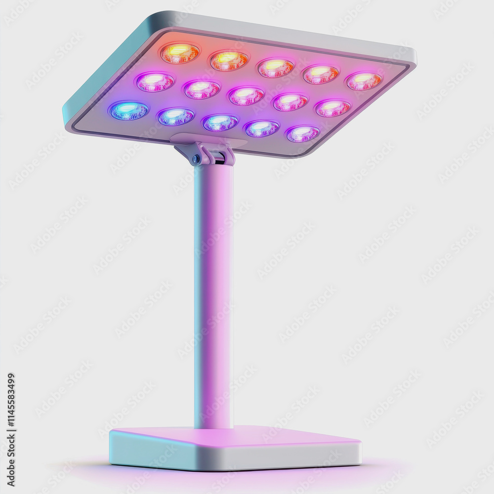 Poster stylish flat icon led light illuminating a table with modern design elements and vibrant color compo