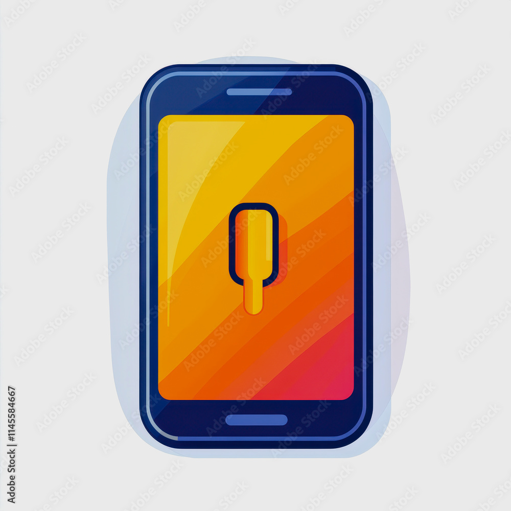 Poster flat icon clean charging smartphone with button modern technology simplicity energy efficiency desig