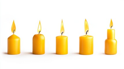 yellow candles on white background. candles
