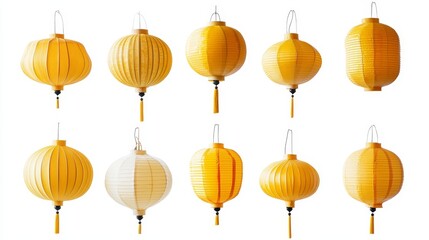 yellow lanterns on white background. lanterns on white background