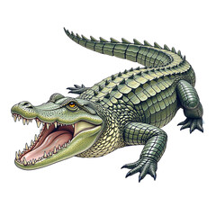 Fototapeta premium Detailed illustration of a crocodile, isolated on a white background
