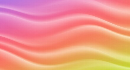 Obraz premium Abstract Rainbow Waves: A vibrant, colorful abstract background featuring flowing, undulating waves of color. The gradient transitions from soft purple to pink, orange, and yellow.