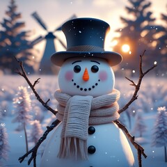 snowman in the woods