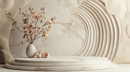 Artistic platform, irregular marble texture, 3D illustration