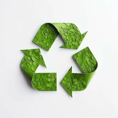 Recycle Symbol, Isolated on white background, flat lay 