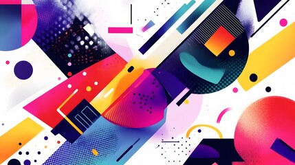 Obraz premium Dynamic abstract art composition digital design modern aesthetic vibrant colors creative environment geometric shapes