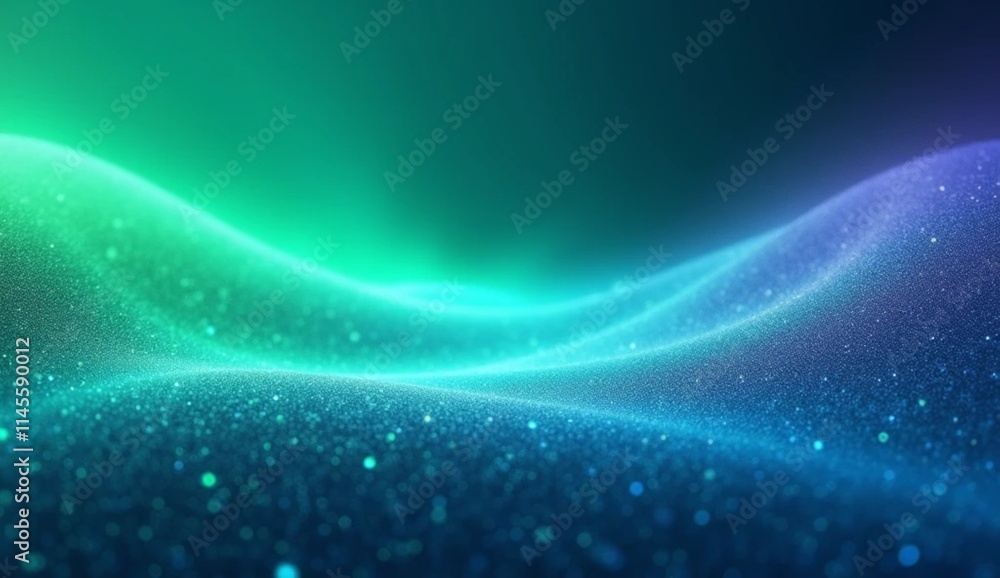 Poster a vibrant green gradient with sparkling particles creates a magical and futuristic atmosphere, perfe