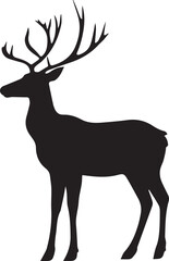 Silhouette of reindeer standing black and white