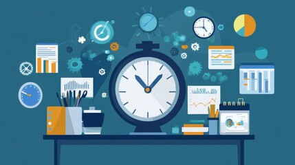 Time or attendance tracking system, analyze work efficiency in project management, productivity, workflow or effort, time spending to finish task concept, businessman cut clock in piece to analyze.