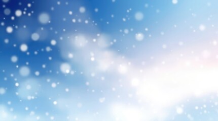 Fototapeta premium Snowflakes gently swirl and fall, creating a magical winter ambiance. The tranquil blue sky provides a perfect backdrop for this enchanting scene of nature's beauty