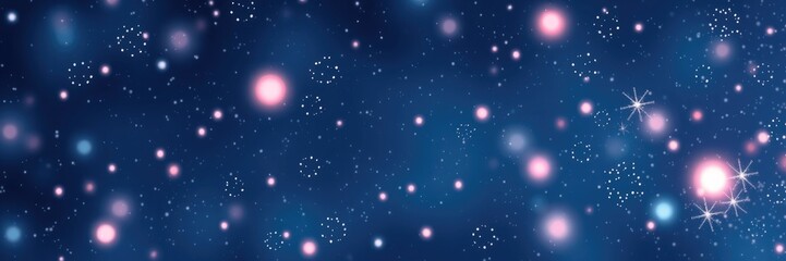 Fototapeta premium A mesmerizing night sky is adorned with twinkling stars and soft glowing orbs, inviting wonder and exploration under the enchanting cosmos full of possibilities