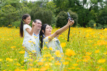 Family vacation day with outdoor activities in the park