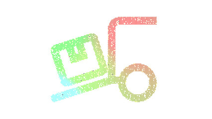 Icon truck loading is made up of LED square shapes. There are bright diodes and there are black dead diodes