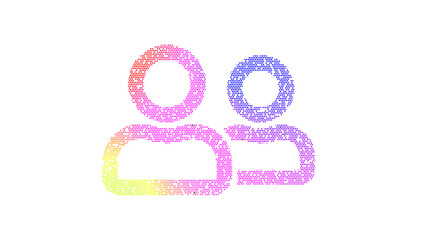 Icon user friends is made up of LED square shapes. There are bright diodes and there are black dead diodes