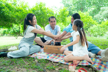 Family vacation day with outdoor activities in the park