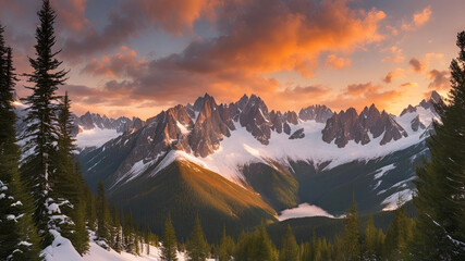 sunset over the mountains