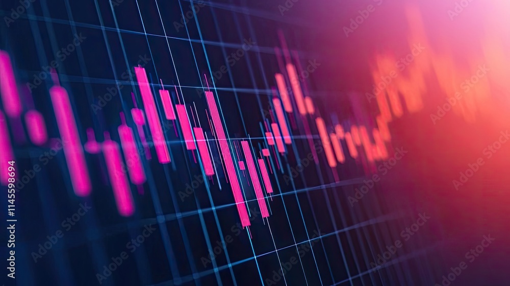 Aufkleber Capital cost concept. Dynamic stock market graph with colorful candlestick patterns and data visualization.