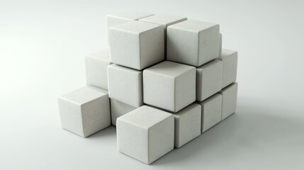 Obraz premium Abstract Composition of White Cubes: A Minimalist 3D Rendering