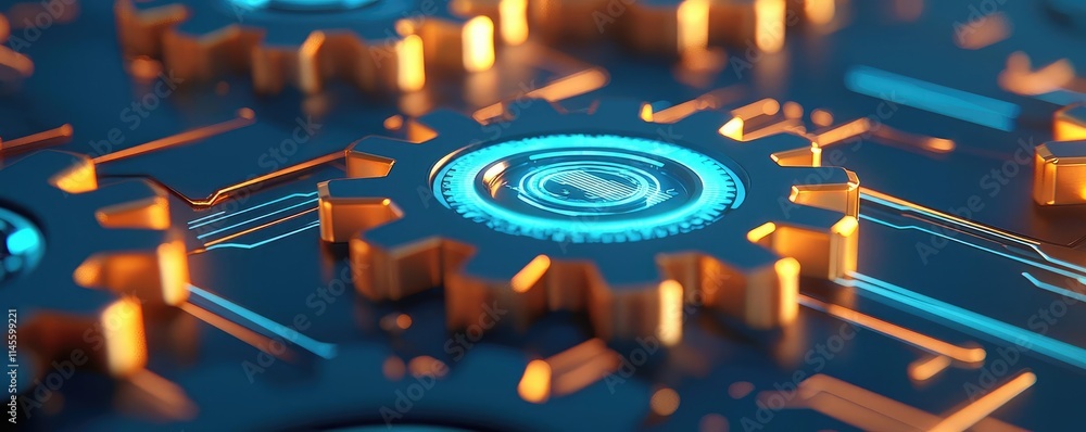 Poster Capital cost concept. A close-up view of intricate gears and circuits showcasing modern technology.