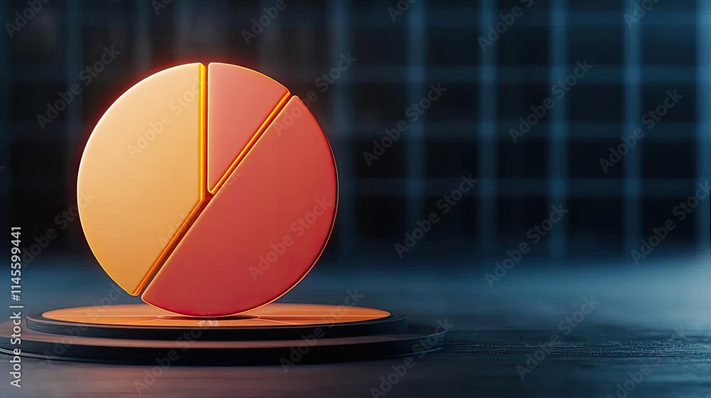 Poster Capital cost concept. A modern 3D pie chart in orange and red, representing data visualization.