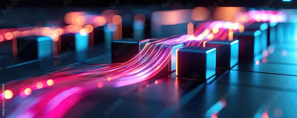 Poster inventory management concept. close-up of glowing circuits and modern tech illustrating digital inno