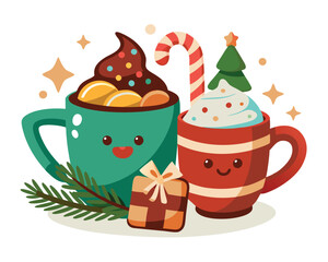 cup of coffee and christmas cookies