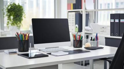 Modern Organized Workspace: A Clean and Efficient Office Desk Setup