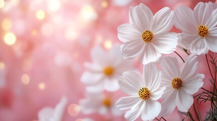 Obraz premium Photo of a border made from white cosmos flowers