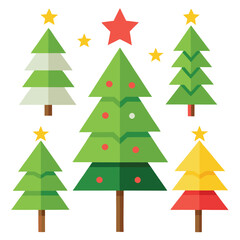 set of christmas trees