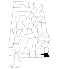 Map of Houston County in Alabama state on white backround. single County map highlighted by black color on Alabama map. UNITED STATES, US